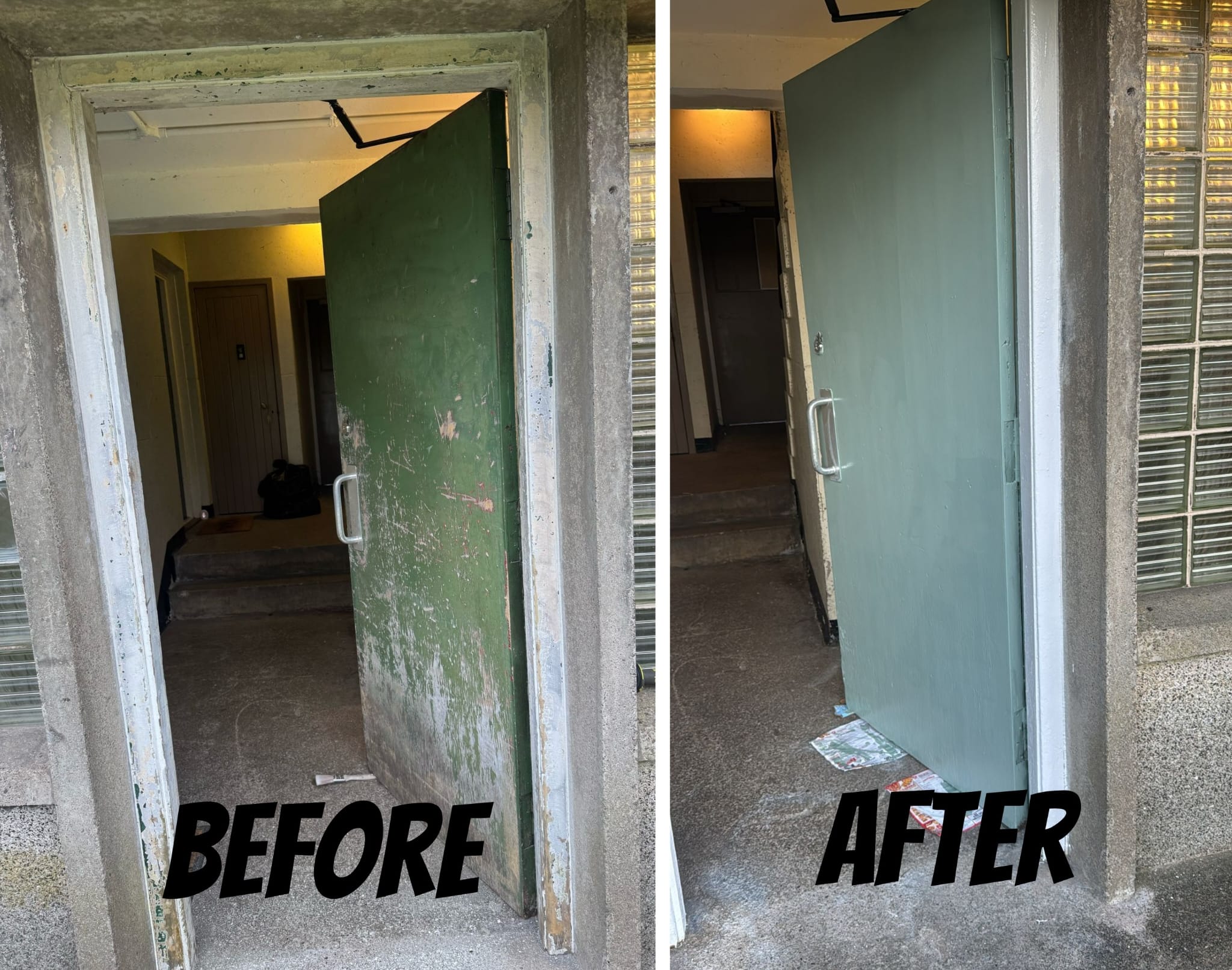 Cleaned and painted this exterior door.